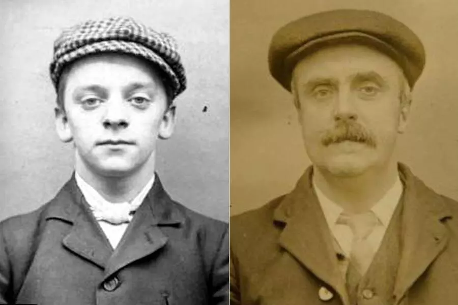 Gerçek Peaky Blinders Harry Fowler (solda) ve Thomas Gilbert (sağda).